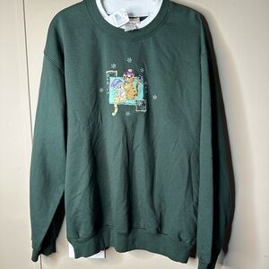 NWT Top Stitch Green Holiday Cat Sweater